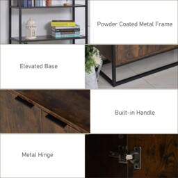 Rackhams Industrial Bookshelf, Storage Shelf, Large Bookcase with 3 Open Shelves, Multifunctional Rack for Living Room, Office, Rustic Brown and Black - thumbnail 6