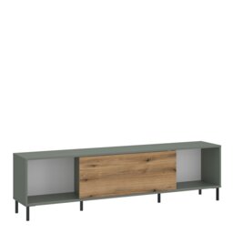 Rackhams Darwin TV Cabinet 1 Door 50cm High in Green/Oak - 1