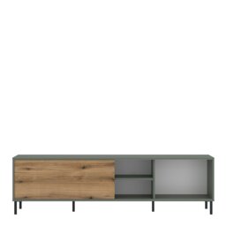 Rackhams Darwin TV Cabinet 1 Door 50cm High in Green/Oak - 1 - thumbnail 2