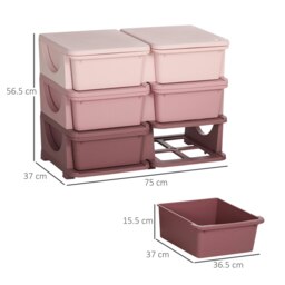 Rackhams Kids Storage Unit Toy Box Vertical Dresser with Six Drawers - Pink - thumbnail 5