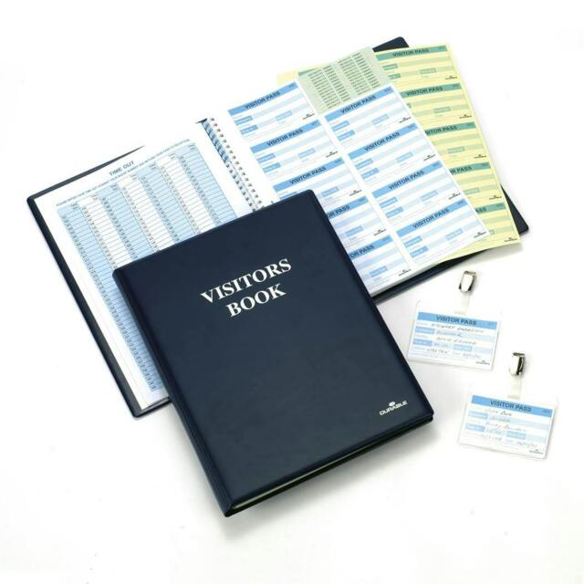 Rackhams PU Leather GDPR Visitor Book - 300 Name Badges & Security Sheet - Blue - image 1