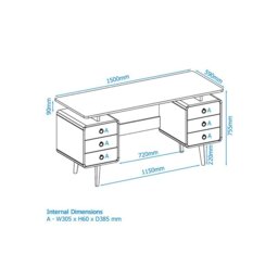Rackhams Somerset Office Writing Desk java - Brown - thumbnail 5
