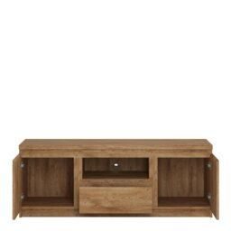 Rackhams Fribo 2 Door 1 Drawer 136cm wide TV Cabinet in Oak - 1 - thumbnail 2