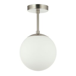 Rackhams Traditional Glass Globe IP44 Bathroom Ceiling Light Fixture in Satin Nickel - thumbnail 2