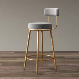 Rackhams Gregary Bar Stool, Velvet, Gold Leg - 86cm - White - thumbnail 5