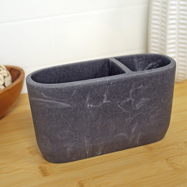 Rackhams Octavia Grey Marble & Chrome Toothbrush Holder - image 1