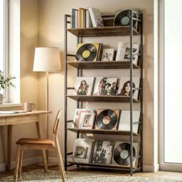 Rackhams Bookcase Anti-Slip Design 5-Tier - 80 x 35 x 174 cm - Rustic Brown - thumbnail 1