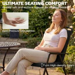 Rackhams 2Pcs Garden Chair Cushions, Waterproof Seat Pads - Dark Grey - thumbnail 5