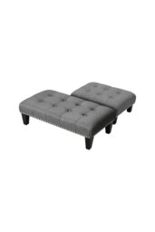 Rackhams Linen Upholstered Footstool - Dark Grey - thumbnail 6