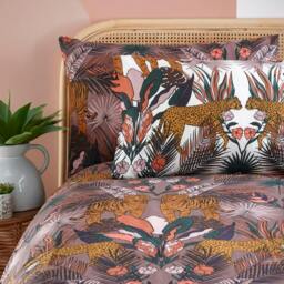 Rackhams Kaihalulu Reversible Jungle Duvet Cover Set - Cocoaberry - King - Cocoaberry - 50% Cotton/50% Polyester - thumbnail 2