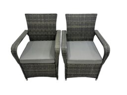 Rackhams Rattan Garden Furniture Dining Set Table And Chairs Wicker Patio Outdoor 6 chairs plus black tempered glass rectangular table - thumbnail 4