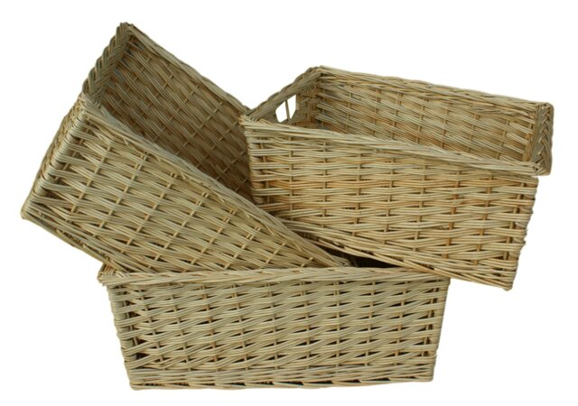 Rackhams Buff Willow Kitchen Wicker Storage Basket - Set of 3