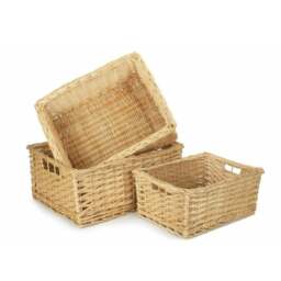 Rackhams Buff Willow Kitchen Wicker Storage Basket - Set of 3 - thumbnail 2