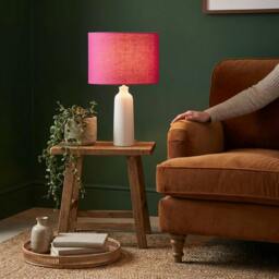 Rackhams Designer Raspberry rose Textured Linen Fabric Circular Lamp Shade - thumbnail 6