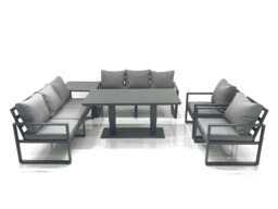 Rackhams Garden Sofa Set Aluminium Furniture Rising Dining Tabe Set with 2 Chair Side Table Dark Grey - thumbnail 1