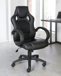 Rackhams Daytona office chair with wheels in black - Black - thumbnail 4