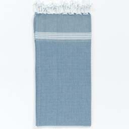 Rackhams Tuana Cotton Hammam Hand Towel with Tassels - Burnt Orange with White Stripes - thumbnail 5