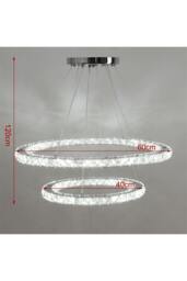 Rackhams Modern 2-Tier Adjustable Crystal LED Pendant Light 40+60cm - Multi - One Size - thumbnail 6