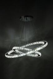 Rackhams Modern 2-Tier Adjustable Crystal LED Pendant Light 40+60cm - Multi - One Size - thumbnail 3