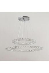 Rackhams Modern 2-Tier Adjustable Crystal LED Pendant Light 40+60cm - Multi - One Size - thumbnail 5