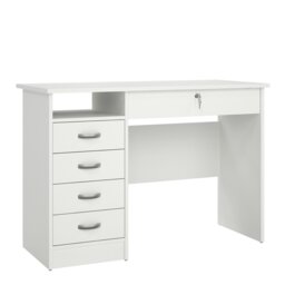 Rackhams Function Plus Desk 5 Drawers in White - White - 48.5 - 75.6