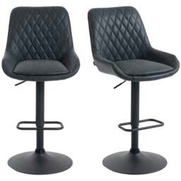 Rackhams Bar Stools Set of 2, Adjustable Bar Chairs 360 Degree Swivel Black - Light Grey - thumbnail 2