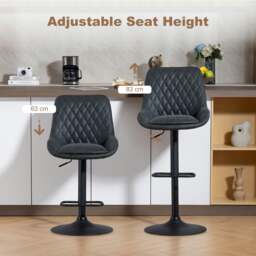 Rackhams Bar Stools Set of 2, Adjustable Bar Chairs 360 Degree Swivel Black - Light Grey - thumbnail 5
