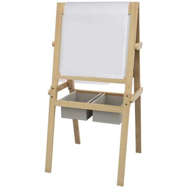 Rackhams Kids Easel with Paper Roll, 3 in 1 Art Easel for Toddlers, Double-Sided Kids Whiteboard Blackboard with Storage Baskets for Ages 3-6 Years - image 1