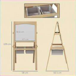 Rackhams Kids Easel with Paper Roll, 3 in 1 Art Easel for Toddlers, Double-Sided Kids Whiteboard Blackboard with Storage Baskets for Ages 3-6 Years - thumbnail 3
