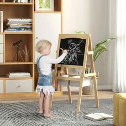 Rackhams Kids Easel with Paper Roll, 3 in 1 Art Easel for Toddlers, Double-Sided Kids Whiteboard Blackboard with Storage Baskets for Ages 3-6 Years - thumbnail 2