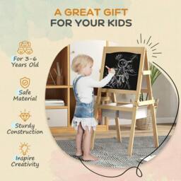 Rackhams Kids Easel with Paper Roll, 3 in 1 Art Easel for Toddlers, Double-Sided Kids Whiteboard Blackboard with Storage Baskets for Ages 3-6 Years - thumbnail 6