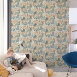 Rackhams Happy Trees Brushstroke Nursery Textured Wallpaper, Blue - thumbnail 3