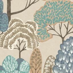 Rackhams Happy Trees Brushstroke Nursery Textured Wallpaper, Blue - thumbnail 2