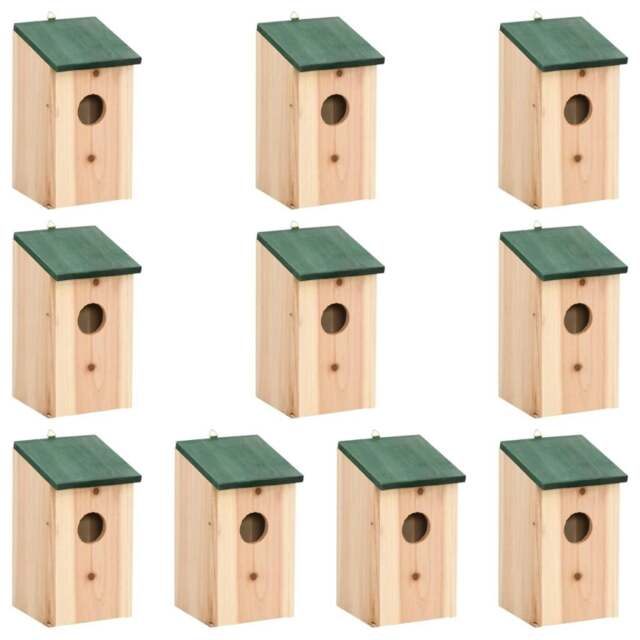 Rackhams Bird Houses 10 pcs Solid Firwood 12x12x22 cm
