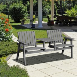 Rackhams 2-Seater Wooden Garden Bench with Armrest, Grey
