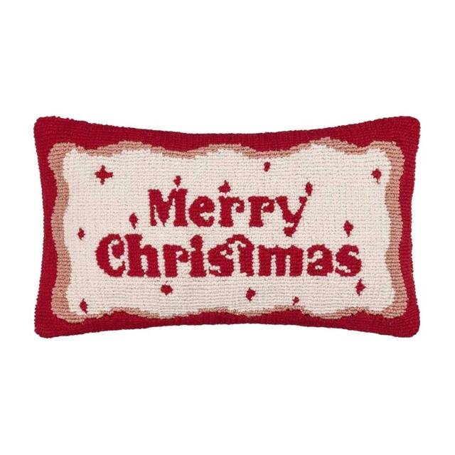 Rackhams Merry Christmas Tufted Candy Cushion Cover - Red/White - 30cm x 50cm - Red/White - 100% Mixed - image 1