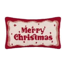 Rackhams Merry Christmas Tufted Candy Cushion Cover - Red/White - 30cm x 50cm - Red/White - 100% Mixed