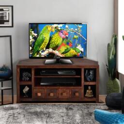 Rackhams Maxen Mango Corner TV Unit - 110 cm - 55 cm - Wood - thumbnail 1
