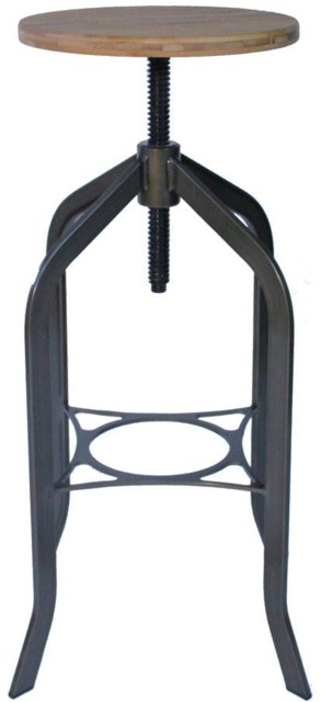 Rackhams Trento Vintage Breakfast Bar Stool, Fixed Black Legs And Footrest, Height Adjustable Swivel, Home & Kitchen Barstool, Rustic Brown - image 1