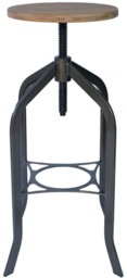 Rackhams Trento Vintage Breakfast Bar Stool, Fixed Black Legs And Footrest, Height Adjustable Swivel, Home & Kitchen Barstool, Rustic Brown - thumbnail 1