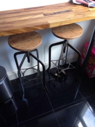 Rackhams Trento Vintage Breakfast Bar Stool, Fixed Black Legs And Footrest, Height Adjustable Swivel, Home & Kitchen Barstool, Rustic Brown - thumbnail 3