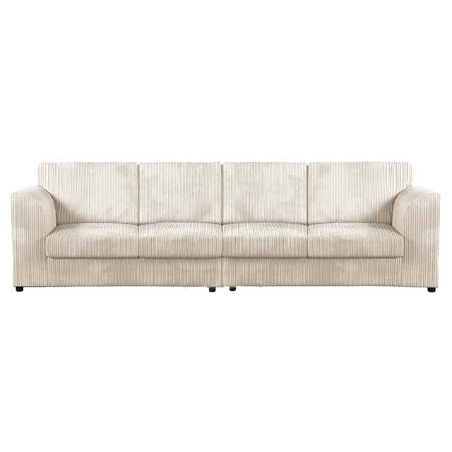 Rackhams Luxor Cord Long Fabric 4 Seater - Full Back - Cream - image 1