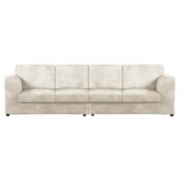 Rackhams Luxor Cord Long Fabric 4 Seater - Full Back - Cream - thumbnail 1