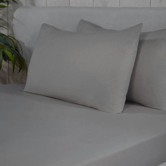 Rackhams 100% Brushed Cotton Flannelette Fitted Sheet or Pillowcase Pair - Silver - Super King (180cm x 200cm) + 25cm Deep - image 1