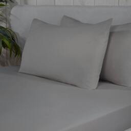 Rackhams 100% Brushed Cotton Flannelette Fitted Sheet or Pillowcase Pair - Silver - Super King (180cm x 200cm) + 25cm Deep