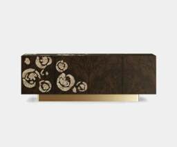 Rackhams Moss Sideboard: Nature's Elegance in Walnut Root Veneer and Aged Brass