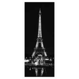 Rackhams Large Eiffel Tower at Night Canvas Picture Print in Black & White with 10 LED Lights, Battery Powered