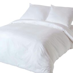 Rackhams Organic 400 TC Egyptian Cotton Sateen Duvet Cover Set, European Size - White - 150 x 200 cm - thumbnail 1