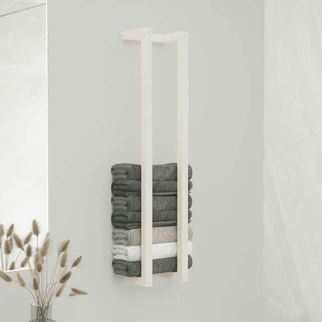 Rackhams Towel Rack White 23x18x110 cm Solid Wood Pine