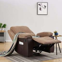 Rackhams Preston Jumbo Cord Manual Recliner Armchair in Brown - Brown - thumbnail 3